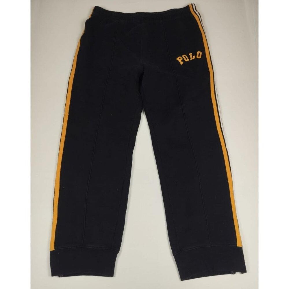 Vintage Polo Sport Ralph Lauren Men XL Navy Blue Sweatpants Yellow Stripe